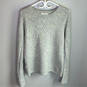 Promod Gray Cable Knit Crew Neck Long Sleeve Sweater Womens Size S